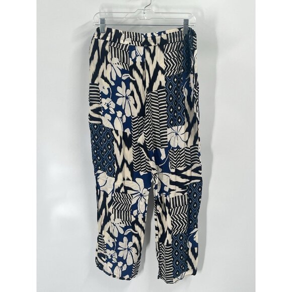 Zara Blue Pull On Pants Wide Leg Tropical Resort Sz XXL - Picture 4 of 5
